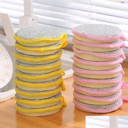 Sponges Scouring Pads Double Side Dishwashing Sponge Pan Pot Dish Wash Household Cleaning Tools Kitchen Tableware Washing Brush Dr Dhozc