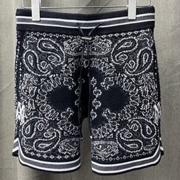 Men s Shorts Summer Vintage Paisley Print Cashmere Knitted High Quality Embroidered Sweatpant Social Club Outfits 230421