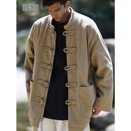 Men's Jackets Chinese Traditional Dress Autumn Winter Thick For Men High Quality Plus Size Fleece Coat Male Vintage Casual Hanfu Tops