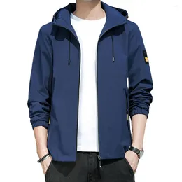 Men's Jackets Men Loose Coat Outerwear Stylish Hooded Winter Thin Solid Color Jacket With Pockets Zipper Closure For Autumn