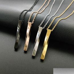 Pendant Necklaces Black Rec Pendant Necklace Men Trendy Simple Stainless Steel Chain Women Necklaces Fashion Jewelry Gift Dr Dhgarden Otovj