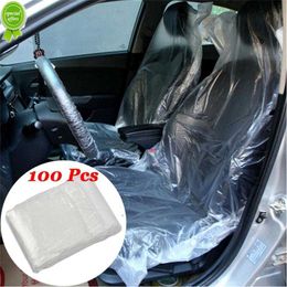 New 100pcs Disposable Car Soft Seat Cover Plastic Universally Waterproof Care Cleaning Beauty Repair Protective Cover
