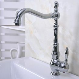 Kitchen Faucets Deck Mounted Basin Faucet Chrome Brass 1 Ceramic Lever Handle Bathroom Sink Taps And Cold Water Tap 2nf929