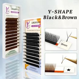 False Eyelashes Lakanaku Y Shape Eyelash Extensions For Salon Individual C D Curl YY Lashes Split Tips Maquiagem Cilios