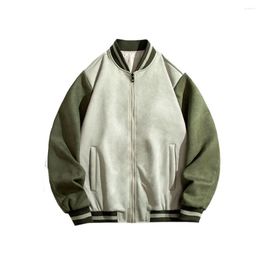 Men's Jackets KOODAO Clothes For Men Collar Baseball Jacket Polyester Spring And Autumn White/Green/Grey