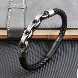 Charm Bracelets Leather Bracelet Infinity Shape Special Pattern Men's For Men Stainless Steel Jewelry Accessories Gift