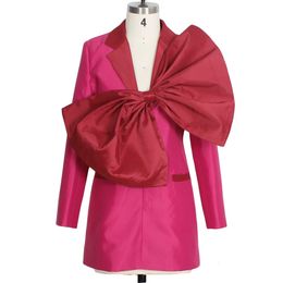 Women's Suits Blazers Womens Blazer Dress Autumn Decorate Big Bowknot Suits Jacket Fuschia or Green Coat Clothes Traf 231120