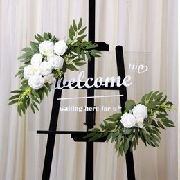 Decorative Flowers 50cm 2Pcs Artificial Flower Swag Floral Garland Wedding Arch Kit For Sign Rustic Deco