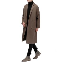 Men' Blends Winter Thick Men en Coat Loose British Style Men Long Overcoat Vintage Top Blend Khaki Windbreaker Oversize Xxxl 231121