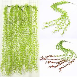 Decorative Flowers 100cm Simulation Leaves Cane Artificial Willow Vine Fake Plants Foliage Hanging Rattan Wedding Family Home Decoration