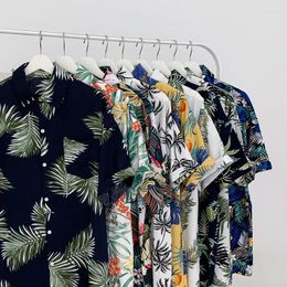 Men's Casual Shirts Hip Hop Streetwear Button Up Summer Korean Fashion Graphic T Ropa Hawaii Beach Men Harajuku Tops Vintage