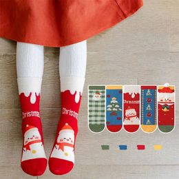 Kindersocken 5 Paar Weihnachtssocken Herbst Winter Baby Jungen Mädchen Baumwollsocken 2024 Jahr Chinesische rote Socken Kindersocken 1–12 Jahre 231121