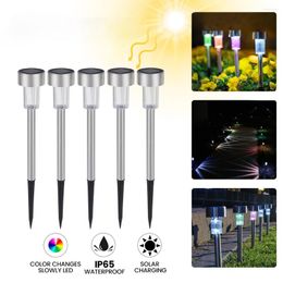 Solar Lights Lawn Colorful Gradient Lamps Spot Outdoor Waterproof Garden Villa Park Decorative