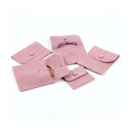 Bolsas de jóias Sacos de embalagem de presente Saco de envelope com prendedor de pressão à prova de poeira Bolsas de jóias feitas de pérola Veet rosa cor azul Dhfat