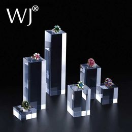 Jewelry Stand Clear Acrylic Square Sheet Stamping Block Cosmetics Display Stand Pad Photogrhy Props Ornaments Rings Necklace Jewelry HolderL231121