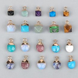 Pendant Necklaces 5PCS Natural Faceted Tiny Stone Pendants Charms Geometric Gems Fit Making Jewellery Earrings DIY Accessory