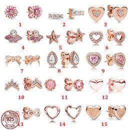 Hoop Earrings High Quality S925 Sterling Silver Fashion Rose Gold Series Heart-shaped Fan-shaped Daisy Exquisite Charm Jewellery