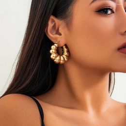 Hoop Earrings High Quality 18K Gold Plated Geometric Circle Croissant Trend Gothic C Shape Textured Lightweight Chic Y2K Jewelry