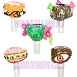 Colorful Monster Eyes Teeth Style 14MM 18MM Male Joint Smoking Replacement Bowls Herb Tobacco Oil Filter Glass WaterPipe Bong Convert Hookah Down Stem Holder DHL