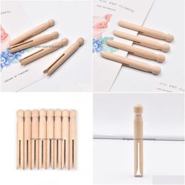 Bag Clips Portable Dolly Style Small Clip Accessory Clothes Peg Traditional Wooden Craft Laundry Household Practical Washing Lx5178 Dhuqe