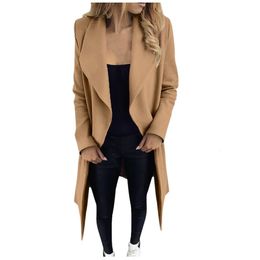 Women's Trench Coats 2023 and Winter Clothing Women Long Sleeve Hairy Open Front Short Cardigan Suit Jacket Solid 35 230421