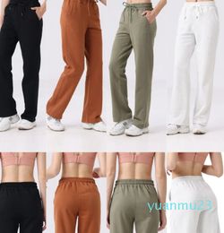 designer Yoga adaped state Pants Split-Hem Long Ladies High Waist Soft Fabric Straight Jogger Trousers Shows Legs Yoga Fitness