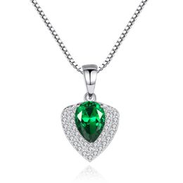 Water Drop Emerald Pendant Necklace S925 Silver Micro Set Zircon Box Chain Necklace European Women Vintage Collar Chain Wedding Party High end Jewellery Gif SPC