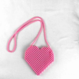 Evening Bags Ladies New Look Handmade Heart Shape Beading Crossbody Bags Stylish Chic Wedding Party Dating Bag Girls Casual Cute Daily Purse J230420