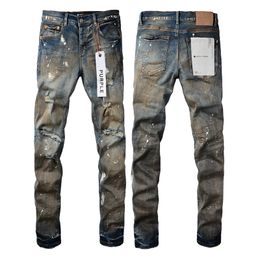 Designer Stack Jeans viola europei Uomo Ricamo Quilting Strappato per Trend Brand Vintage Pant Mens Fold Slim Skinny Fashion Jeans Purpl c6