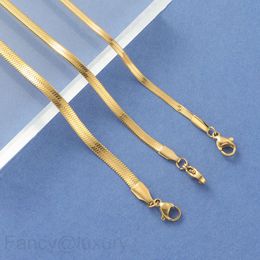 Hot selling furnace genuine gold stainless steel flat snake bone chain bracelet accessories DIY snake chain basic blade chain