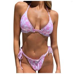 Women's Swimwear Summer Sexy Tie-Dye Gradient Split Pleated Bikini Swimsuit Tankini Women 2023 Bathing Suits