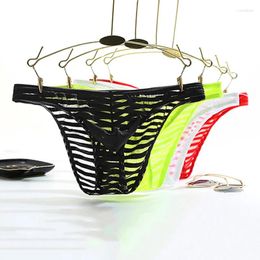 Underpants 4Pcs/Lot Mens Sexy Transparent Stripe Underwear Bikini Cueca Gay Ice Silk Panties Men's Briefs Low Rise