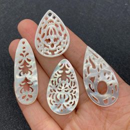 Pendant Necklaces Natural Sea Shell Pendants For Jewellery Making DIY Earring Necklace Drop-shaped Openwork Carved Fashion Charms Accessory