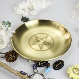 Decorative Plates Pagan Ritual Tray Altar Pentagram Plate Crystal Stone Shelves Candle Holder Incense Home Decor Accessories Witch Gift 231120