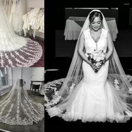 Bridal Veils White Ivory One Layer Lace Applique Cathedral Length 5M Wedding Veil Velo Accessories With Comb