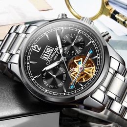 Wristwatches CARNIVAL Automatic Self-Wind Watches Men Tourbillon Mechanical Watch Luminous Waterproof Date Clock Reloj Hombre