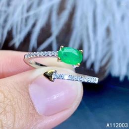Cluster Rings KJJEAXCMY Fine Jewelry 925 Sterling Silver Inlaid Natural Gemstone Emerald Female Miss Girl Woman Ring Noble