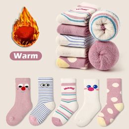 Kids Socks Baby Girls Socks Winter Thermal Thick Cotton Socks est Fancy Trendy Cartoon Socks Kids Stockings 231121