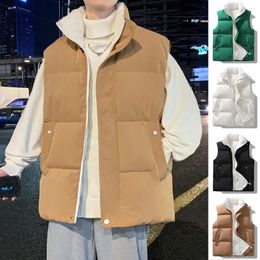 Men's Vests Winter For Men Fleece Warm Sleeveless Jacket Casual Solid Waistcoat Thick Fashion Stand Collar Zipper Vest Outwear