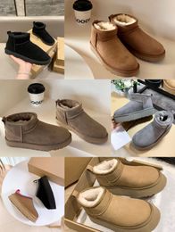 Designer women Tazz Tasman slippers Women ultra mini snow boots slipper U F22 winter new popular Ankle Sheepskin fur boots with card dustbag beautiful gifts Antelope