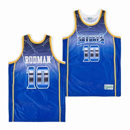 Movie Basketball Dennis Rodman Jerseys 10 Fruytful Saynges of David Summer HipHop High School Embroidery University For Sport Fans Vintage Team Colour Blue Shirt