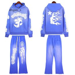 mens hellstar hoodie High Quality Mens Brand designer hoodie Fashion Hellstar Blue Yoga Hoodios Printing Long Sleeve Street Hip-hop Sweatshirt Set