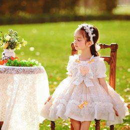 Girl Dresses Girls Dress 2023 Summer Baby Lace Floral Bows Bubble Sleeve Spain Lolita Princess Children's Clothes