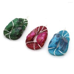 Pendant Necklaces 1pcs Natural Druzy Stone Egg Shape Mix Colours Rose Red Blue Green Crystal Pendants For Necklace Jewellery Making DIY Size