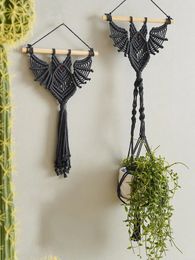 Tapestries Gothic Bat Hanging Planter Woven Tapestry Succulent Pot Air Plant Holder Home Decor Lovers Ornament Gifts