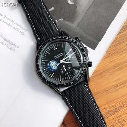 Omeg Stainless steel Wrist Watches for Men 2024 New Mens Watches All Dial Work Quartz Watchs Top Luxury Brand Clock Men Fashion Black leather strap OME-01