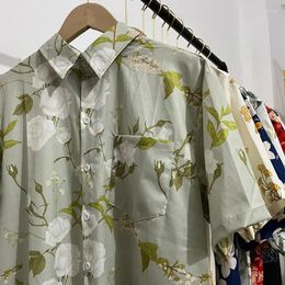 Men's Casual Shirts A Fresh And Elegant Floral Full Print Short Sleeved Shirt For Men Women's Japanese Lazy Couples. The Same