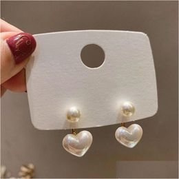 Stud Contracted Heart Pearl Earrings For Women Sweet Flower Zircon Geometric Stud Earring Girl Party Jewellery Drop Delivery Je Dhgarden Otkyr