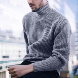 Men's Sweaters Fashion Casual Round Neck Knitted Solid High Sweater Top Light Weight Sweatshirts