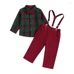 Clothing Sets Baby Boy Christmas Gentleman Outfits Bowtie Shirt Bodysuit Romper Suspender Pants Overalls Clothes Set